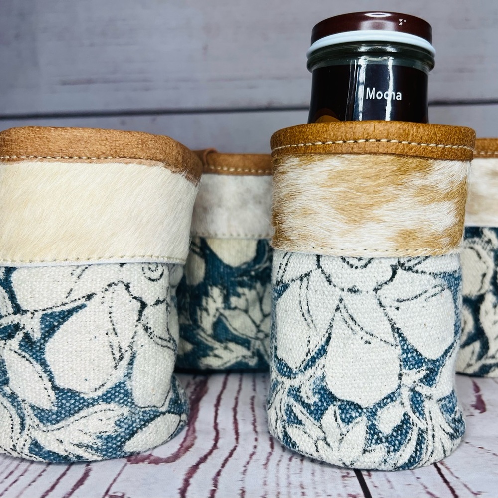 Olay Fur & Recycled Canvas Beverage Holders Set of 4